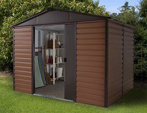 A Yardmaster metal garden shed.