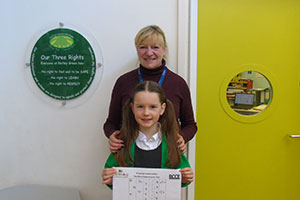 Perrywood sponsored the prize which winner Rebecca from Notley Green Primary won
