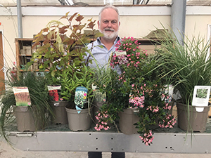 Andy Johnson, MD of Wyevale Nurseries with some of the new plants - National Plant Show