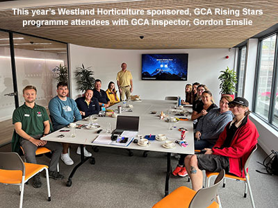 This year’s Westland Horticulture sponsored, GCA Rising Stars programme attendees with GCA inspector, Gordon Emslie (standing).