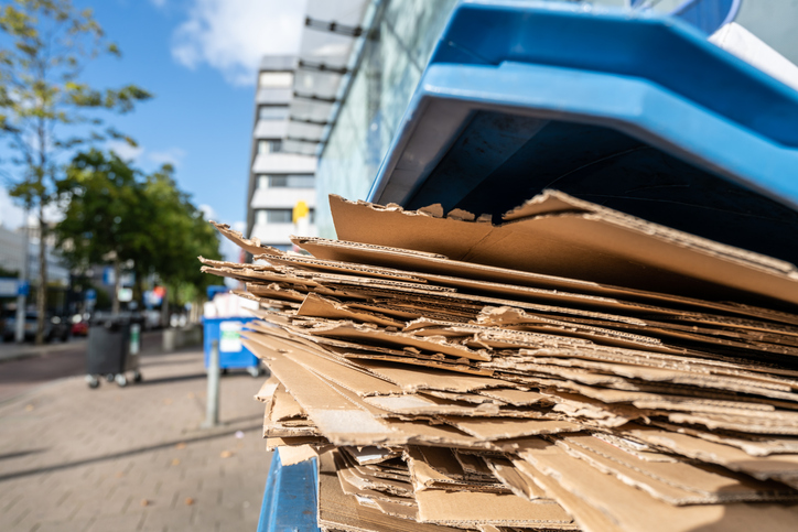 cardboard waste in a commercial bin