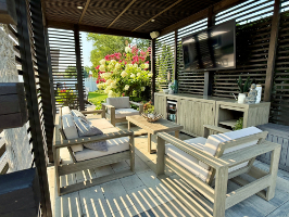 a luxury outdoor seating area