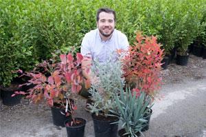 Gardener with plants