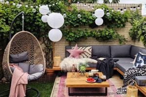 Blush Roman Patio Design - pastel shades and natural textures